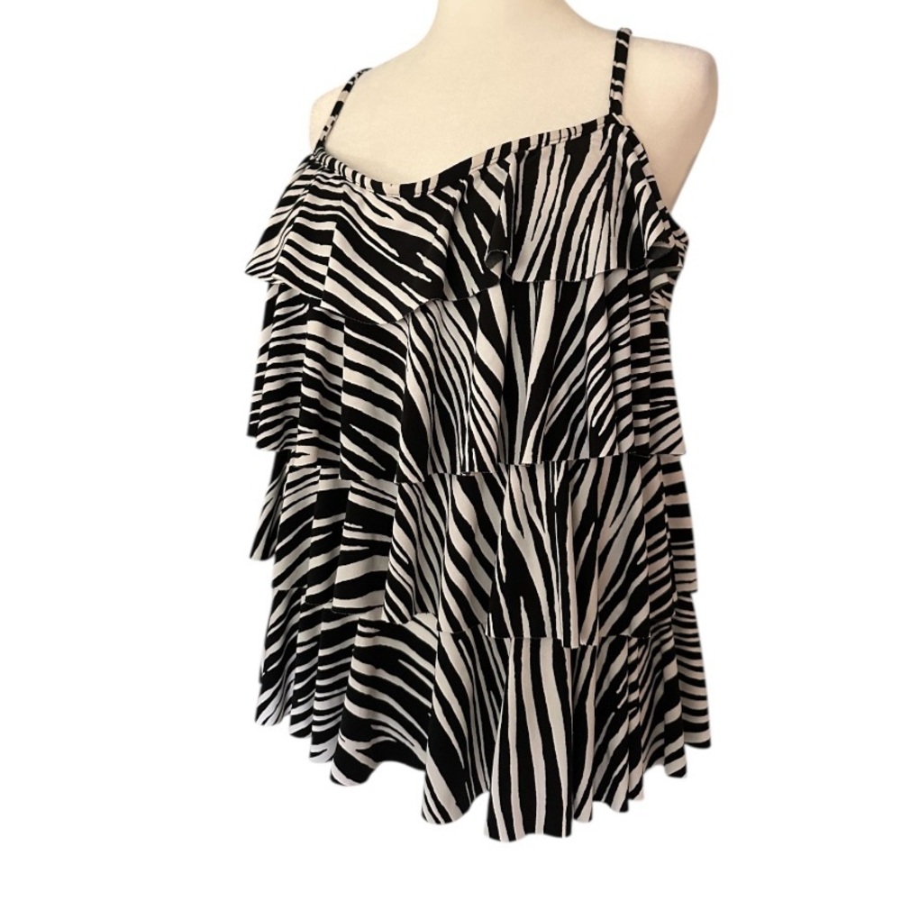 Zebra Print Ruffle Swim Top